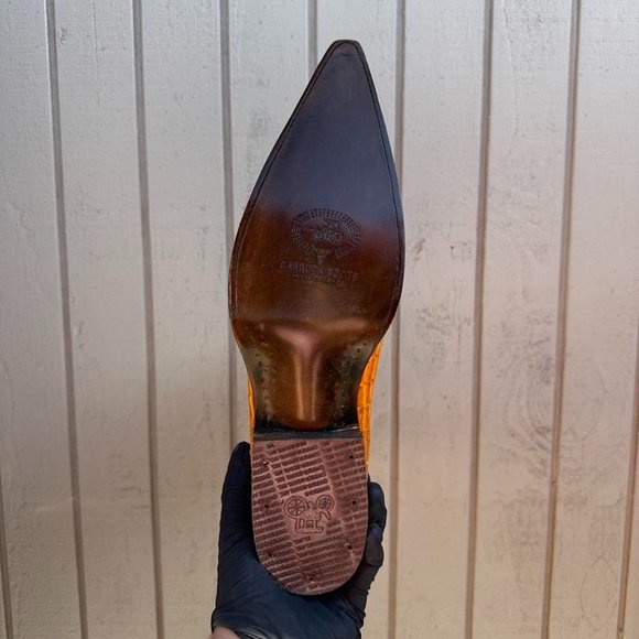 #77 Crocodile Tail Boot with Baby Coca-Cola Butter Tone Detail, Style Model 980